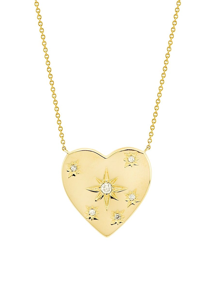 Women's 14K Yellow Gold & 0.1 TCW Diamond Heart Pendant Necklace - Yellow Gold
