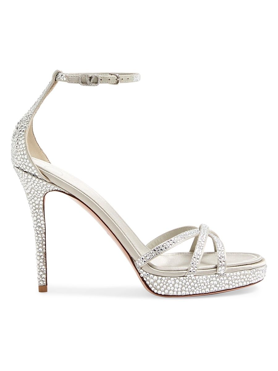 Women's Eveninglam 120MM Platform Sandals with Crystals - Crystal Grey - Size 12