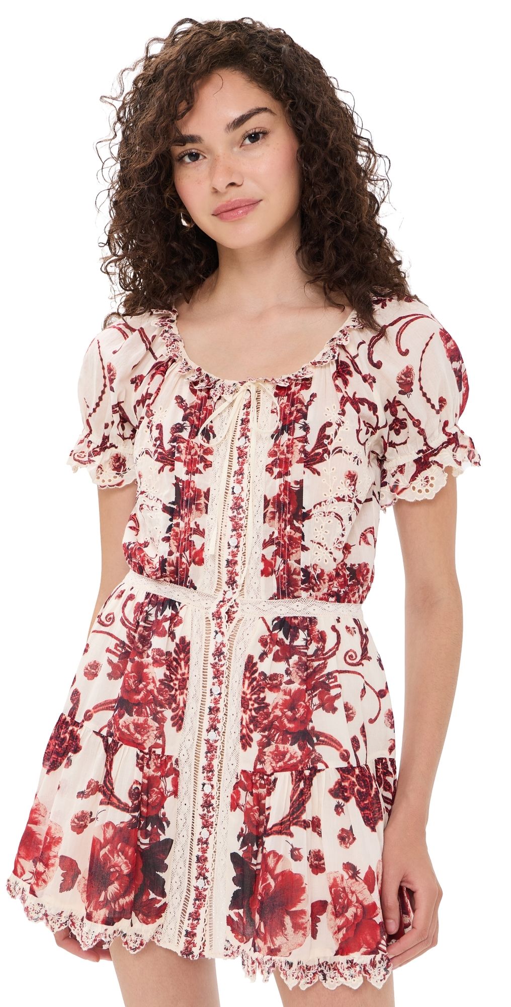 ALICE + OLIVIA Mclaine Button Down Tiered Mini Dress Orchard Glow 14