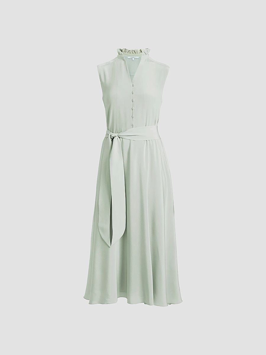 Santorelli Women's Nirva Belted Silk Midi Dress - Blue Agave - Size 16
