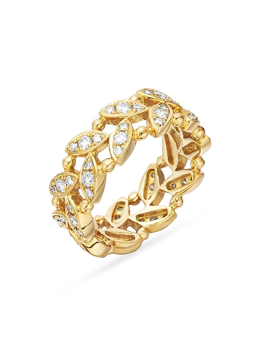 Women's Florence86 Foglia 18K Yellow Gold & Diamond Ring - Yellow Gold - Size 6.5