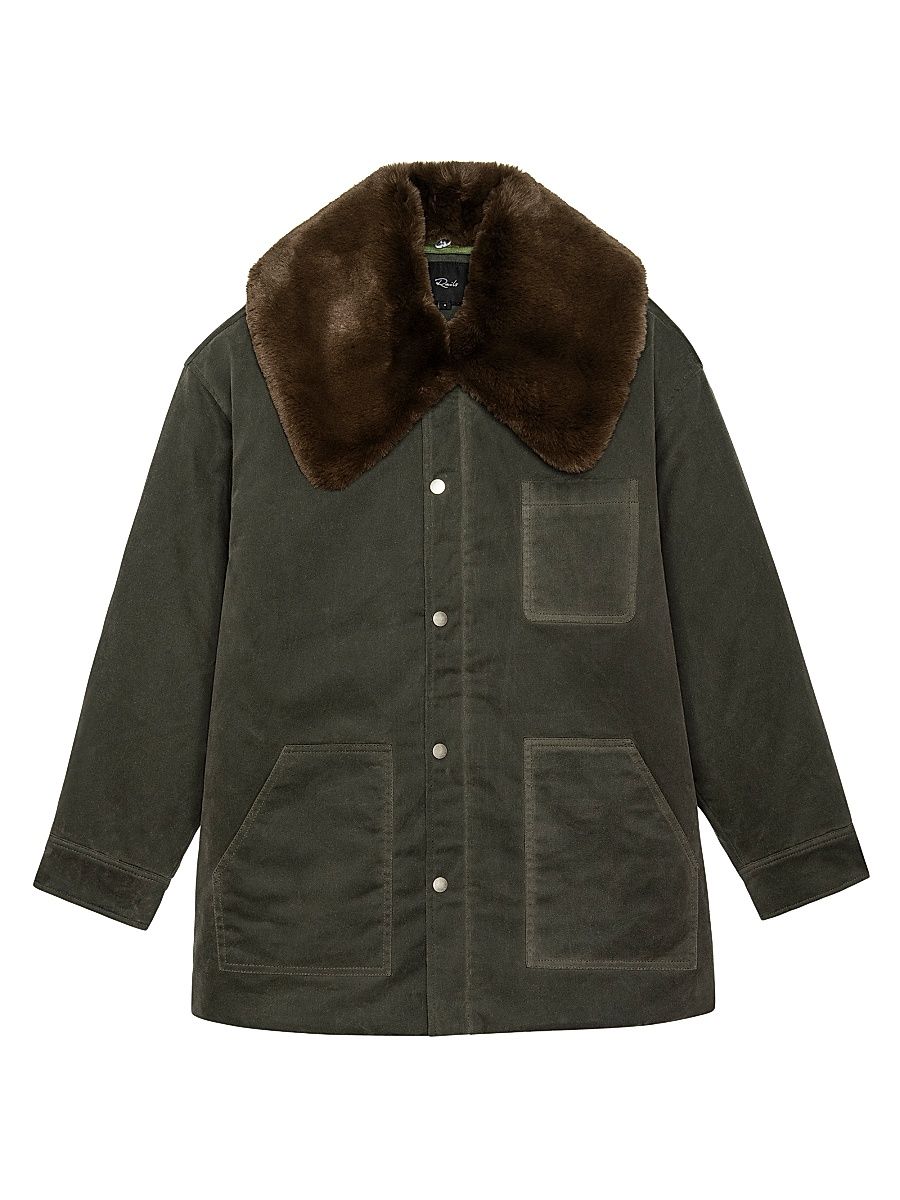 Women's Tessuto Waxed-Cotton Snap Jacket - Umber - Size Large