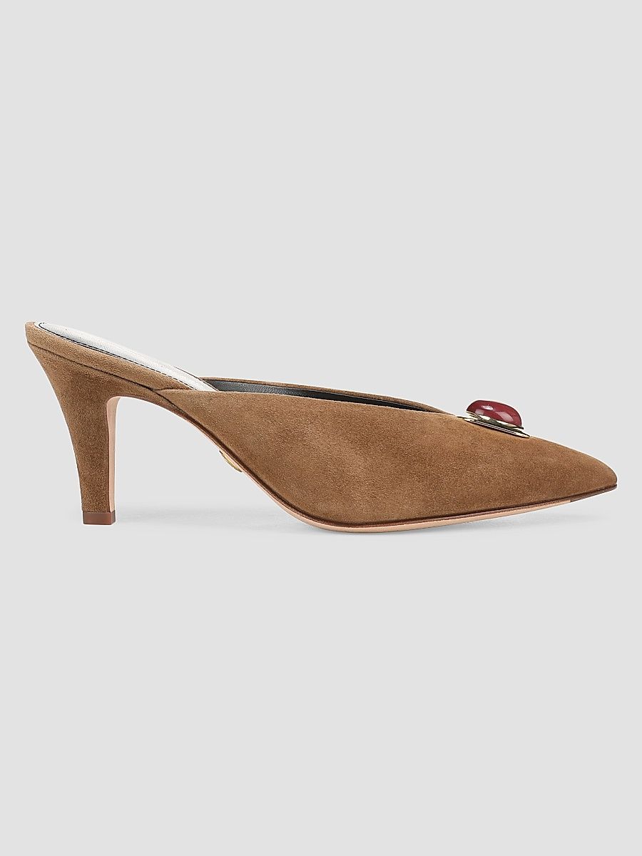 Women's Rochelle 75MM Suede Mules - Chestnut - Size 5