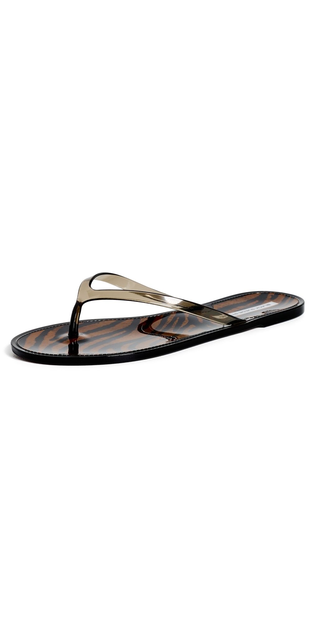 Black Suede Studio Crystal Jelly Flip Flops Brown Zebra/Black 37