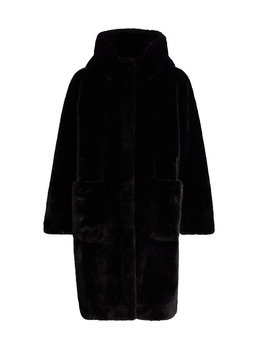 Women's Jenny Faur Fur-Trimmed Coat - Black - Size XXL