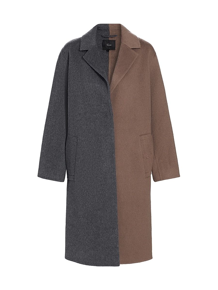 Women's Lore Colorblocked Wool-Blend Coat - Charcoal Mink Mix - Size Small
