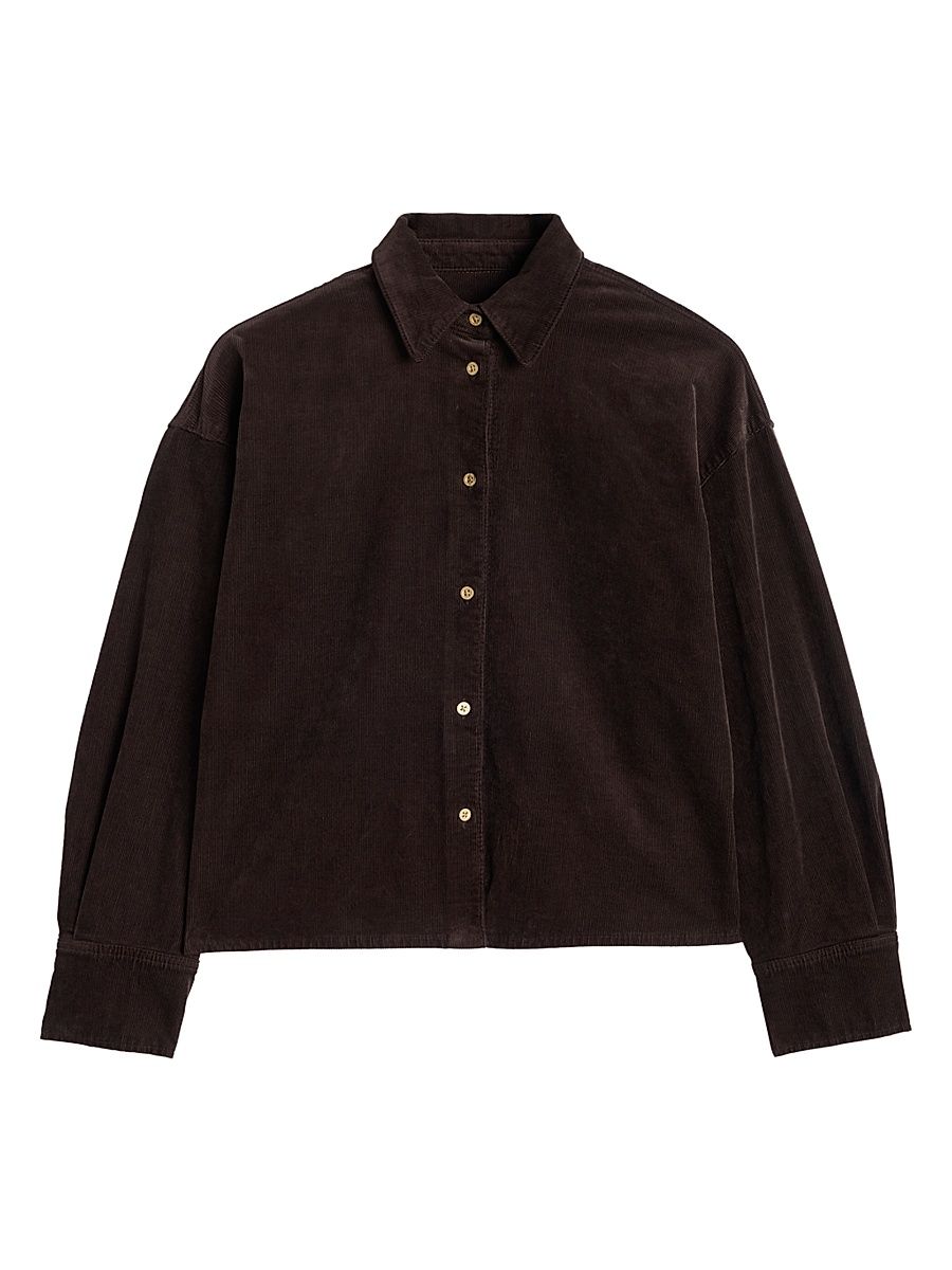 Women's Nina Cropped Corduroy Shacket - Corduroy Coffee - Size XS