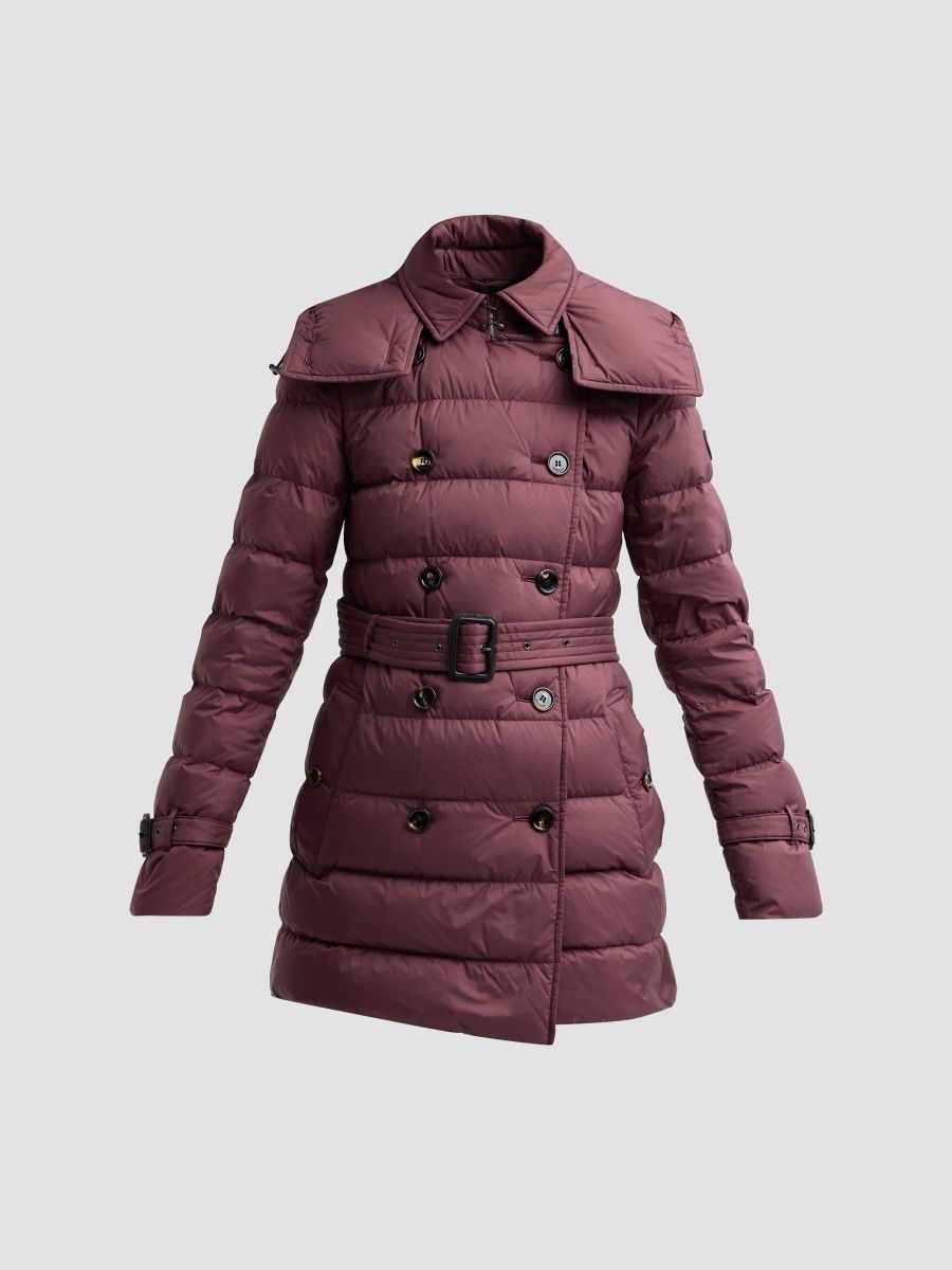 Burberry Women's Audley Belted Double-Breasted Coat - Vineyard Red - Size XXS