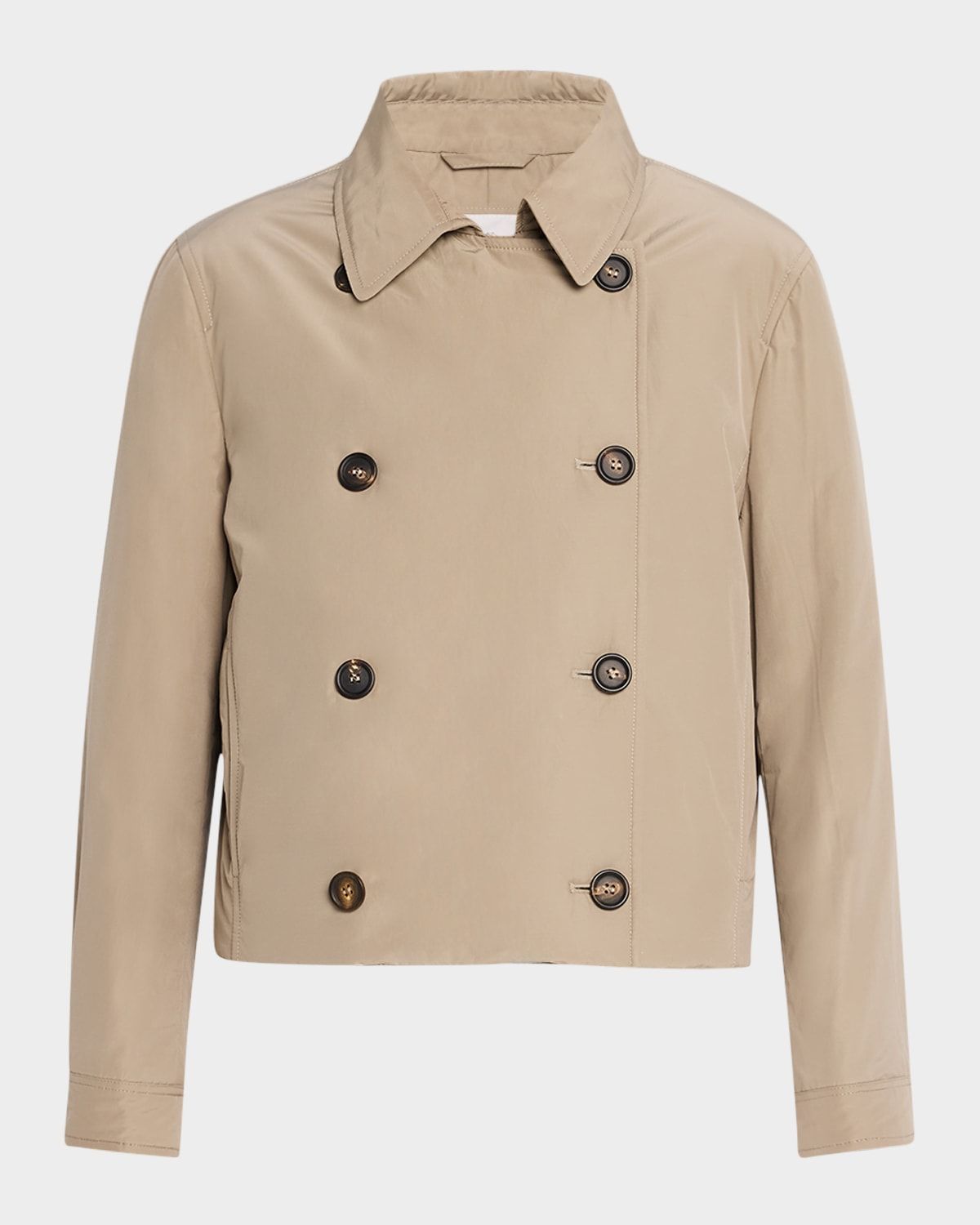 Lightweight Taffeta Double-Breasted Short Jacket