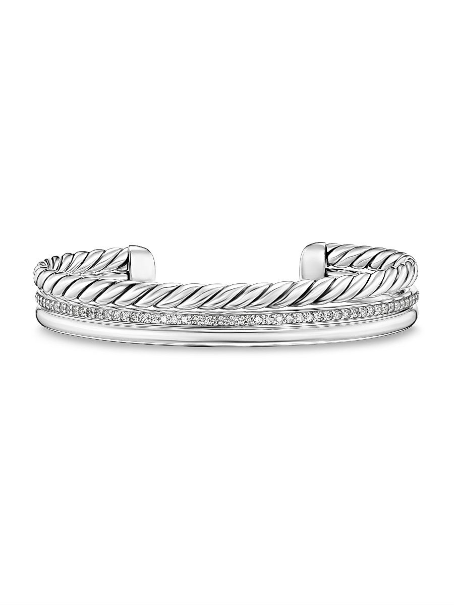 Women's DY Mercer Three Row Cuff Bracelet in Sterling Silver - Silver - Size Medium