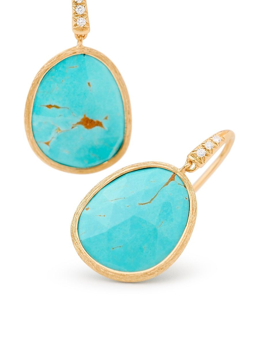 Women's 18K Gold, Diamond & Turquoise Jaipur Color Drop Earrings - Gold