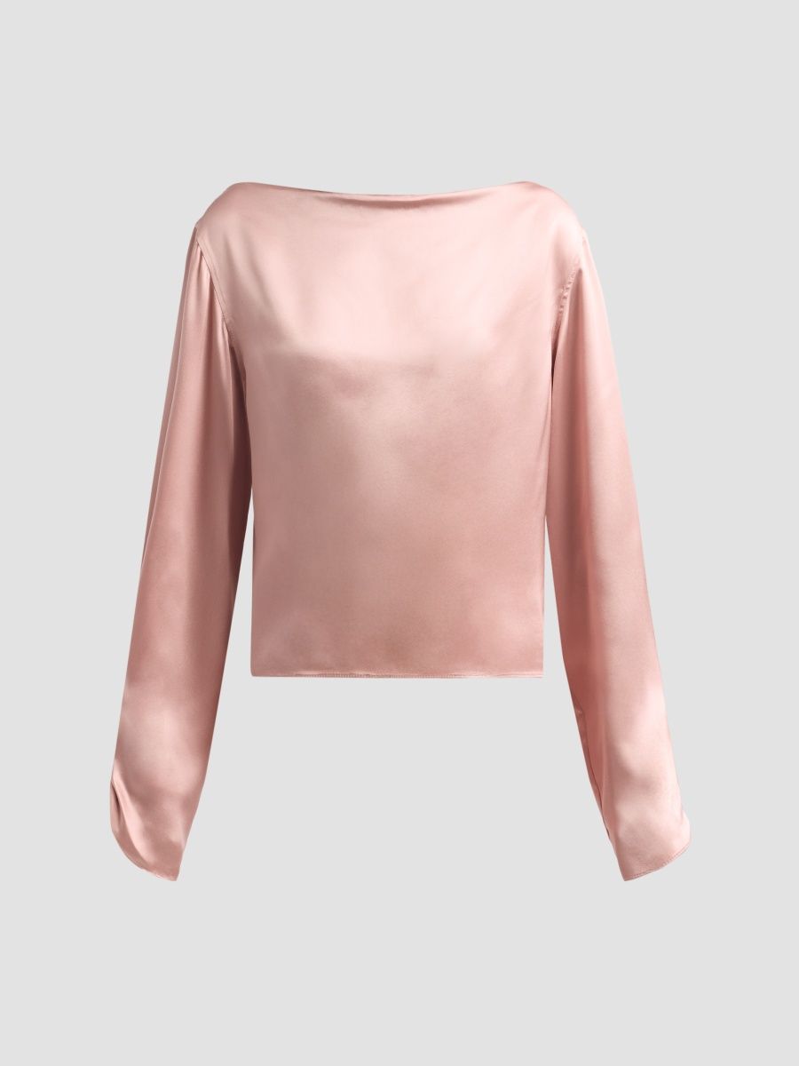 Prabal Gurung Women's Satin Silk Boatneck Blouse - Antique Rose - Size 14