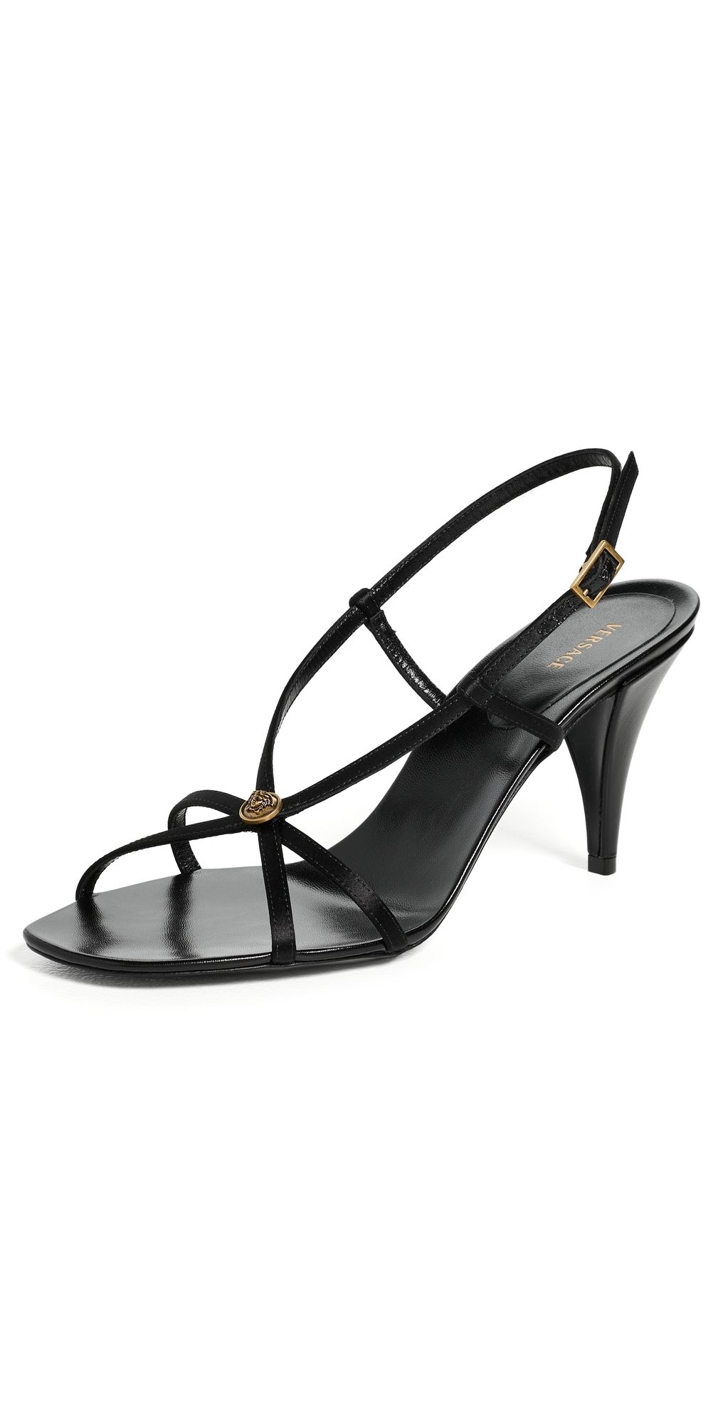 Versace Sandal T.80 Fabric 1B55J Black Gold '82 37.5