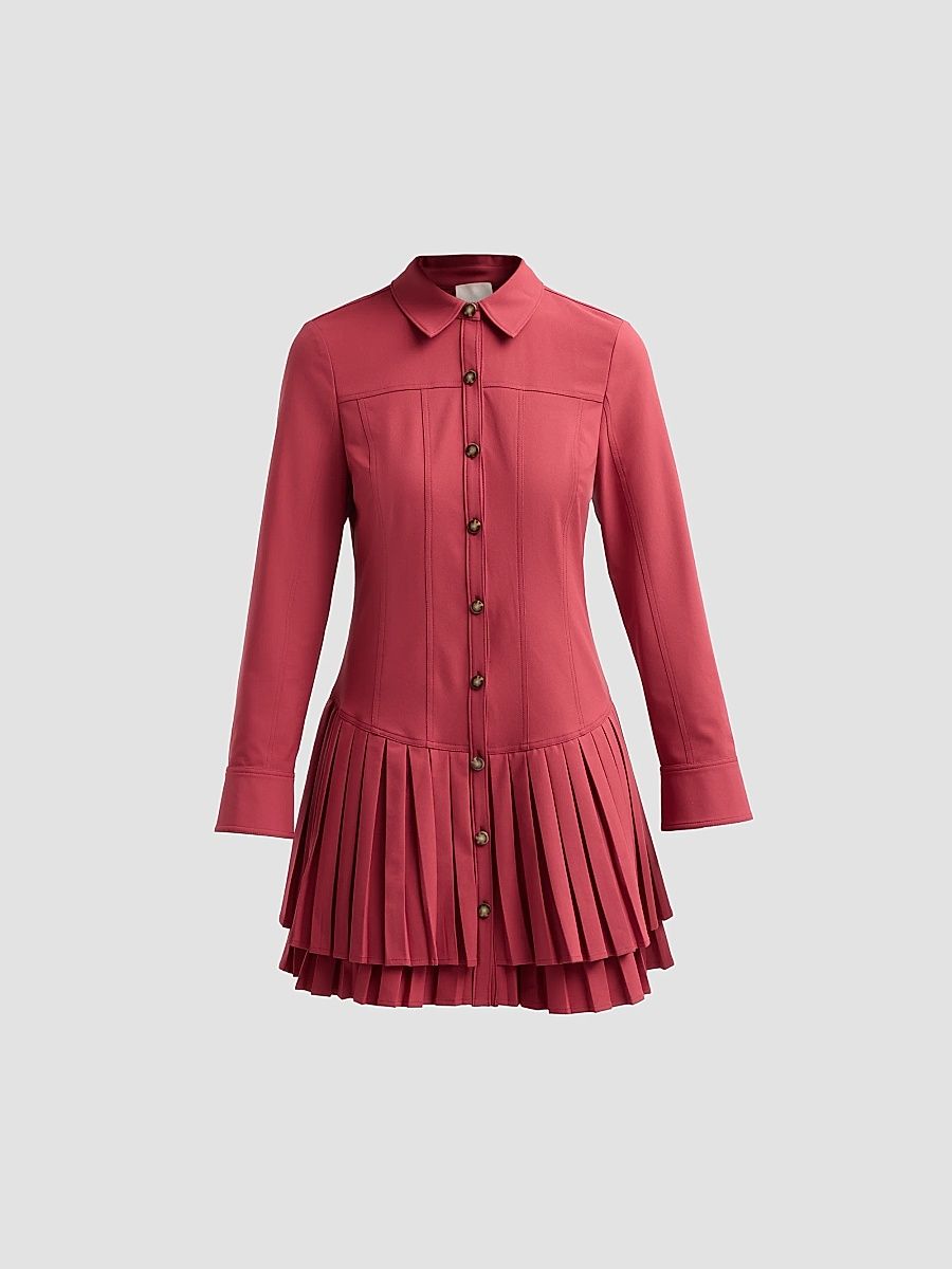 Women's Dalissa Pleated Mini Shirtdress - Berrywine - Size 16