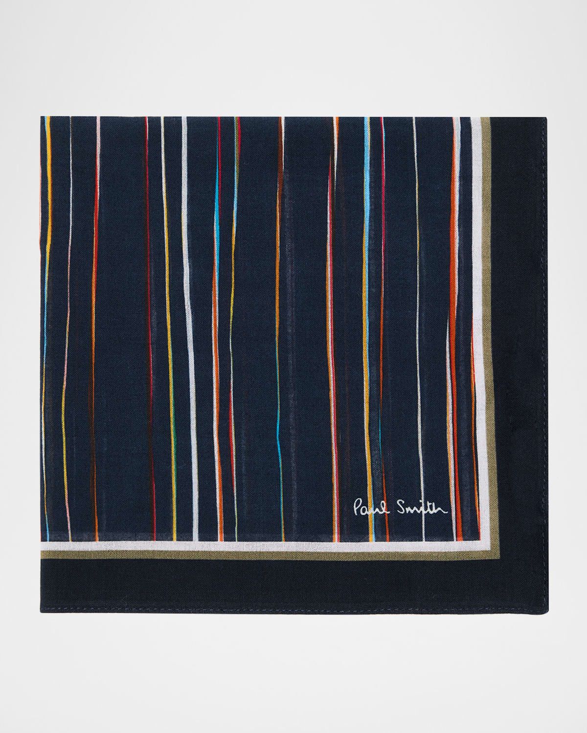 Men & apos;s Blurred Signature Stripe Cotton Pocket Square