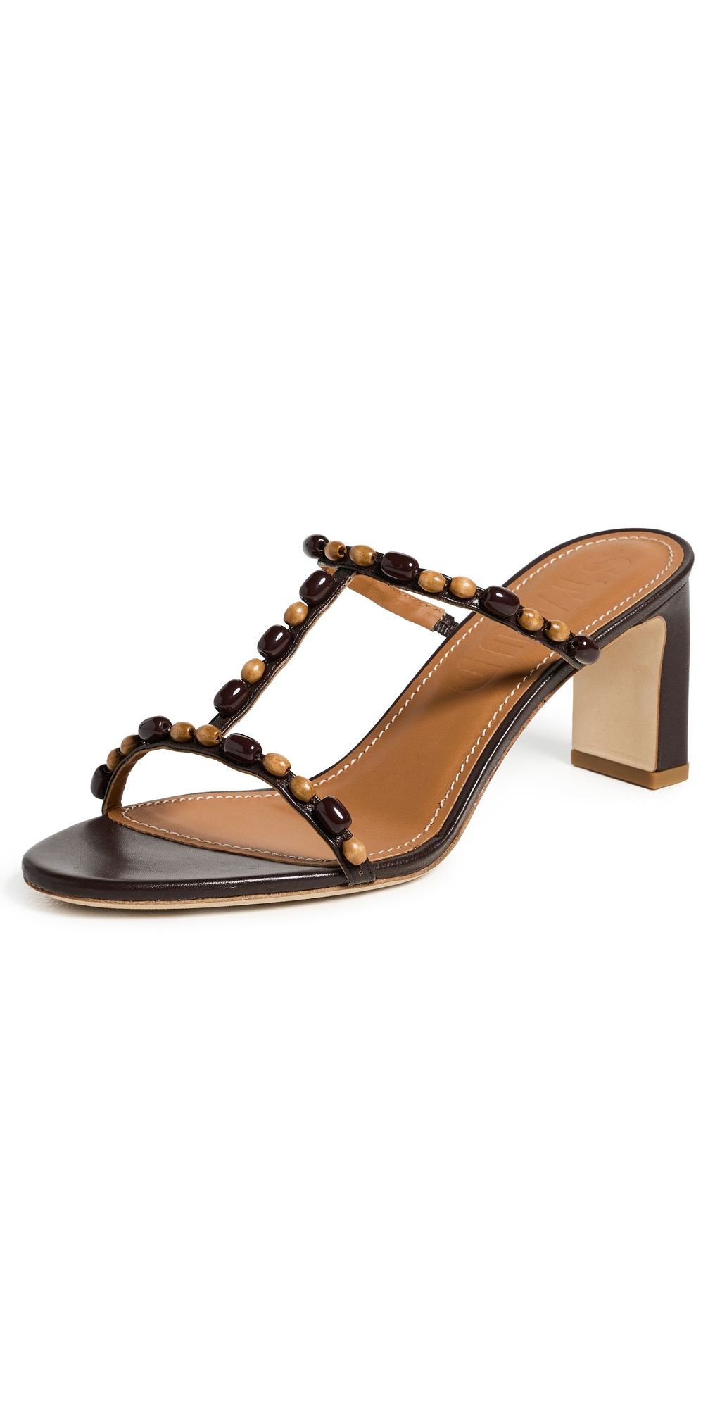 STAUD Talita Heel Sandals Wood Beads 36.5
