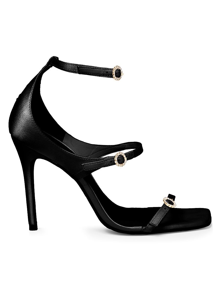 Women's Celeste 100MM Satin High-Heel Sandals - Black - Size 8.5