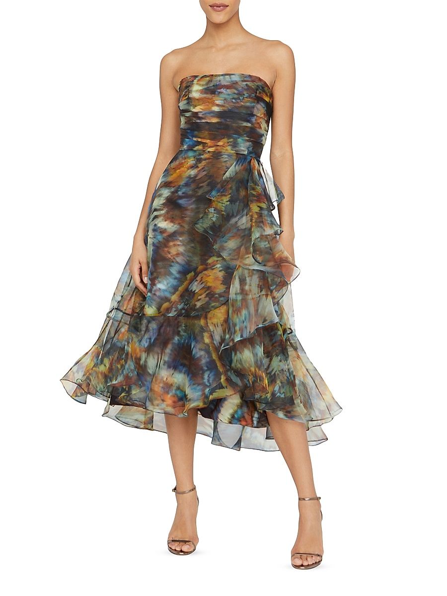 Women's Evanthe Abstract Organza Strapless Midi-Dress - Metamorphosis - Size 16