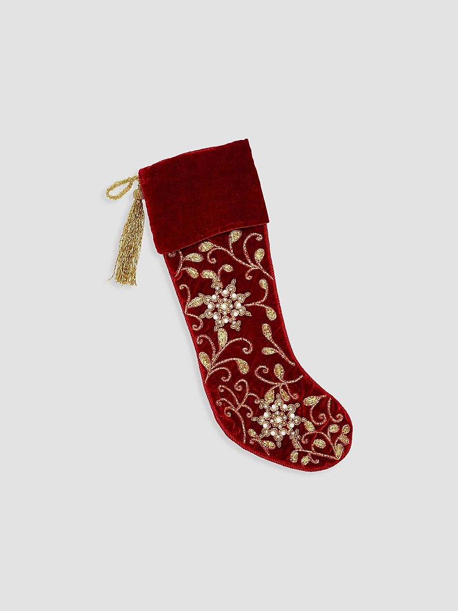 Beaded Ash Velvet Stocking