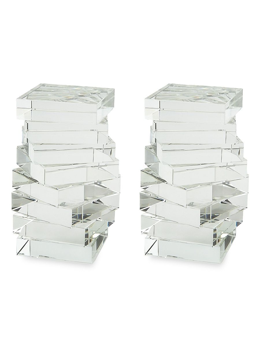Clear Crystal Twisted Bookend Pair - Clear