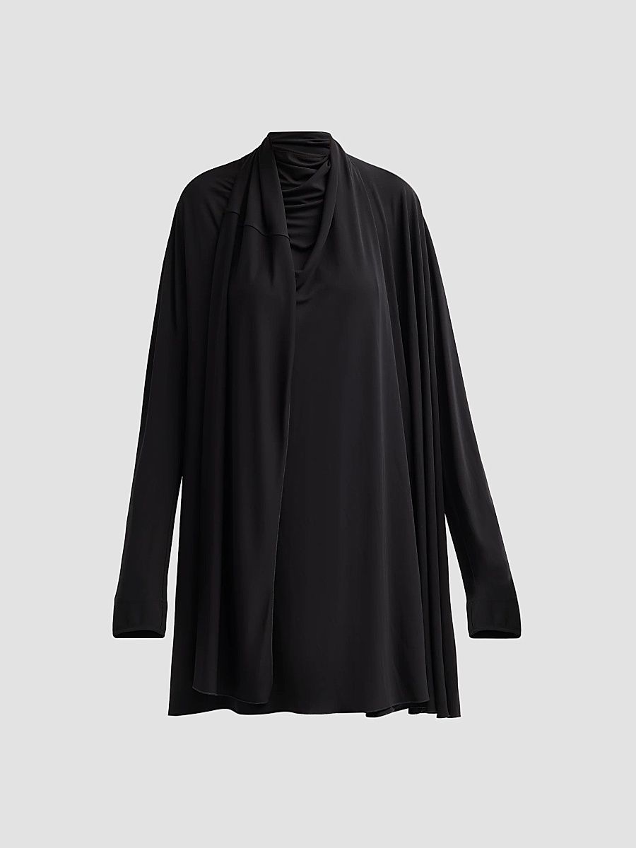 Toteme Women's Scarf-Trim Jersey Knee-Length Dress - Black - Size XXS