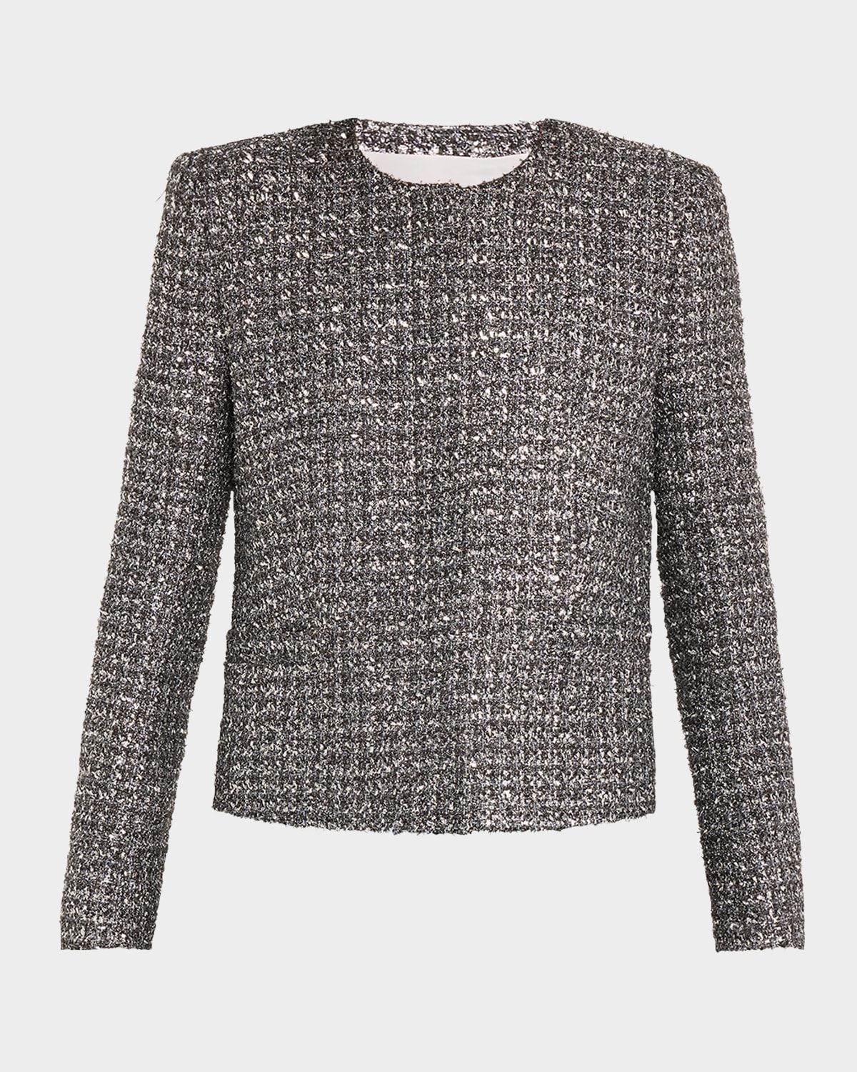 Metallic Paillette Tweed Shrunken Jacket