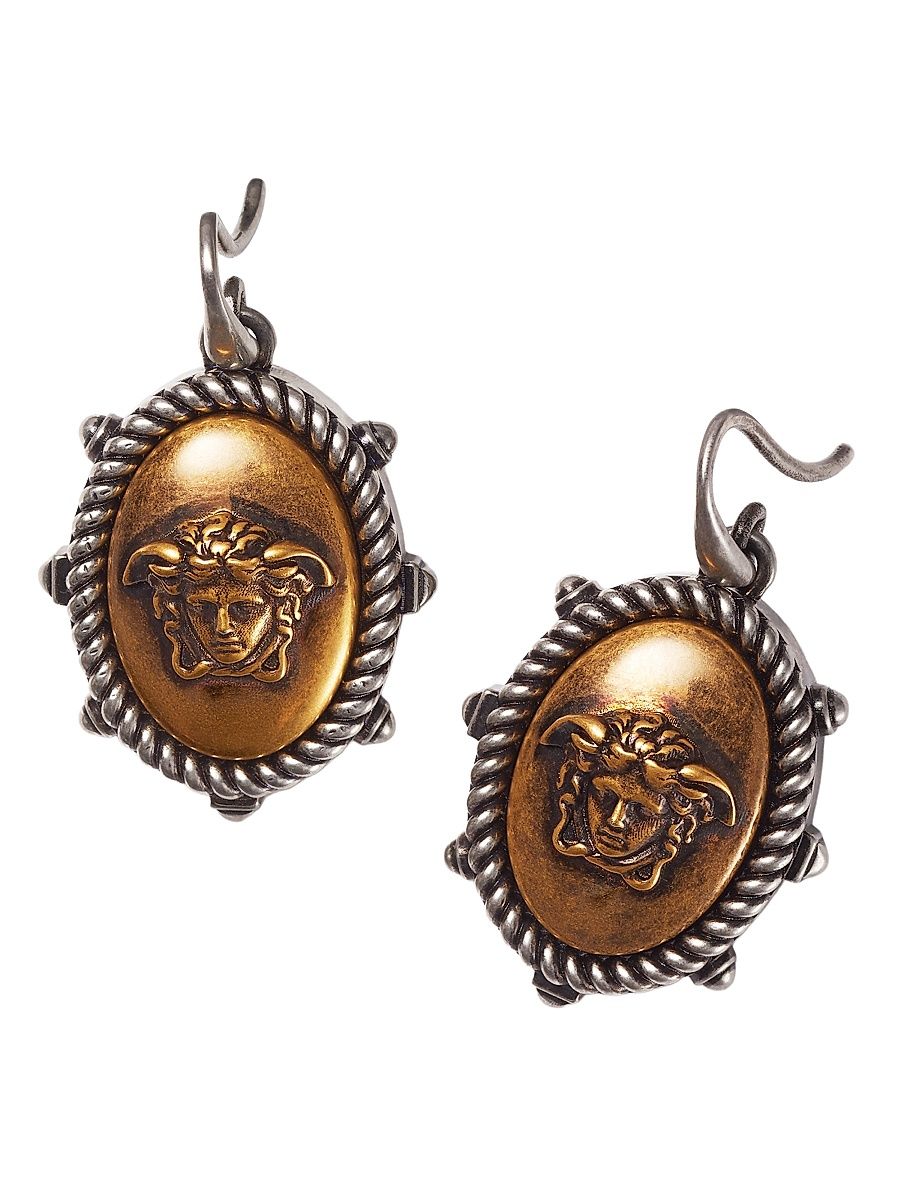 Women's Medusa Two-Tone Metal Drop Earrings - Palladium Gold