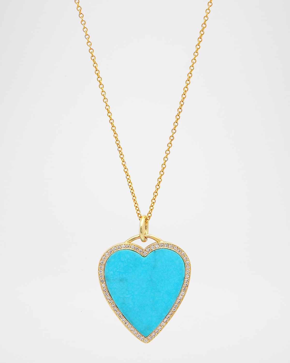 18k Inlay Heart Necklace with Diamonds