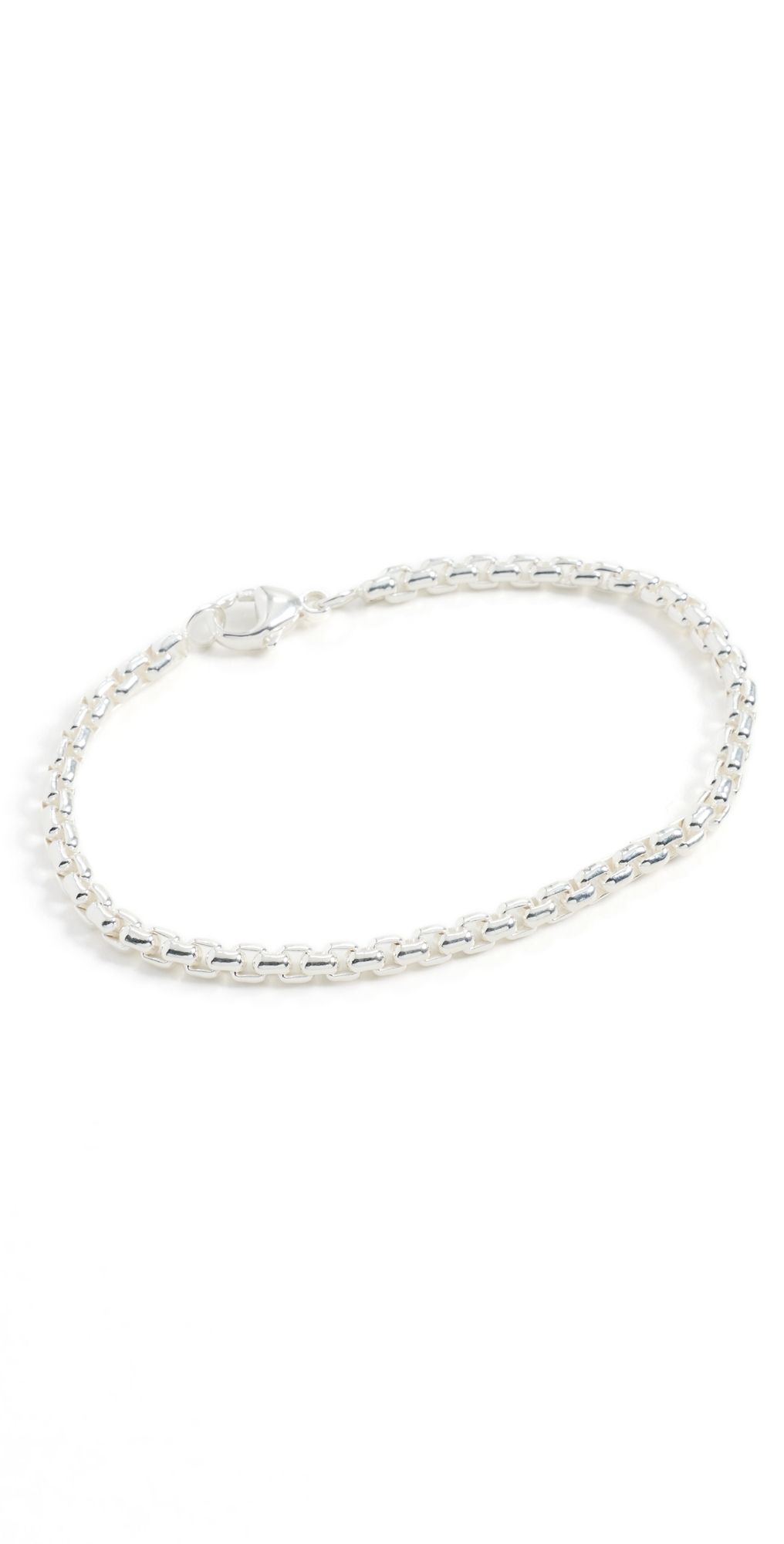 Shinola Sterling Silver Box Chain Bracelet 4mm Sterling Silver M