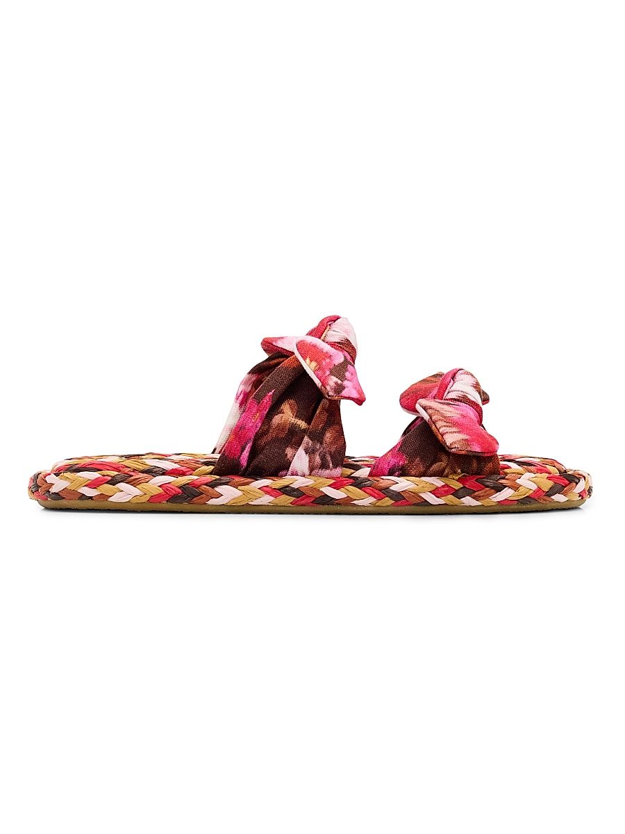 Women's Carousel Printed Linen Slip-On Sandals - Chocolate Rose - Size 11