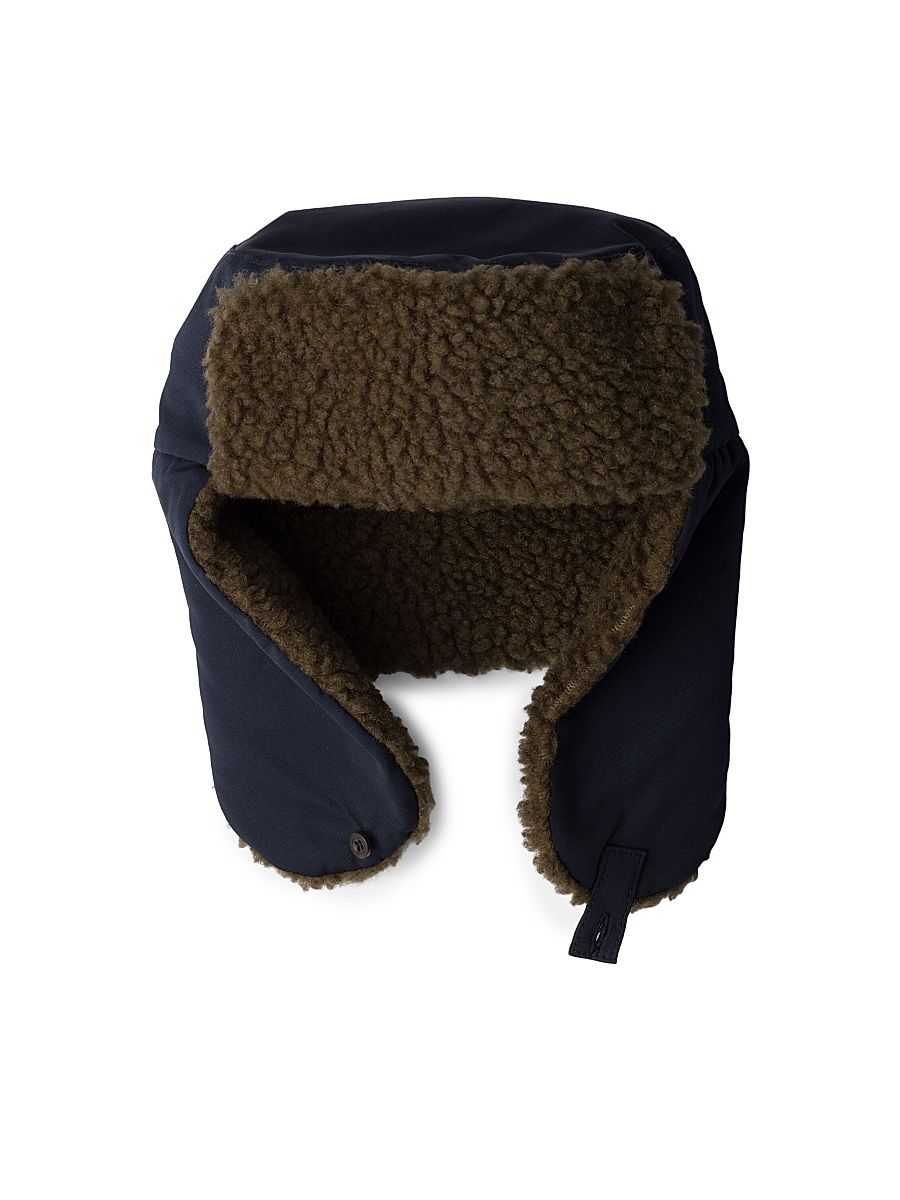 Men's Poplin Trapper Hat with Fleece Lining - Blue - Size XXL