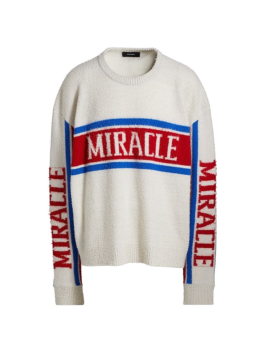 Men's Miracle Oversized Wool Crewneck Sweater - White - Size Medium