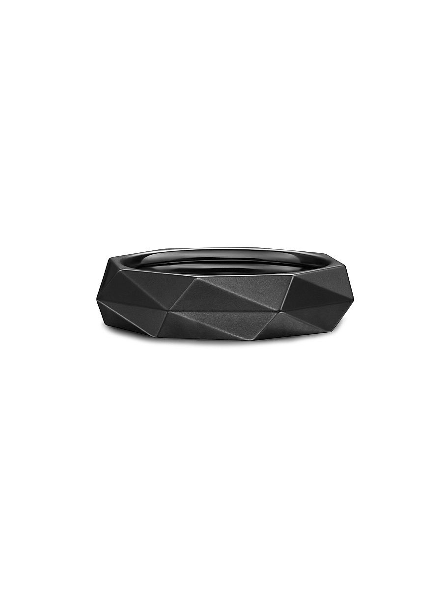 Men's Faceted Band Ring in Black Titanium, 6.2MM - Black - Size 10