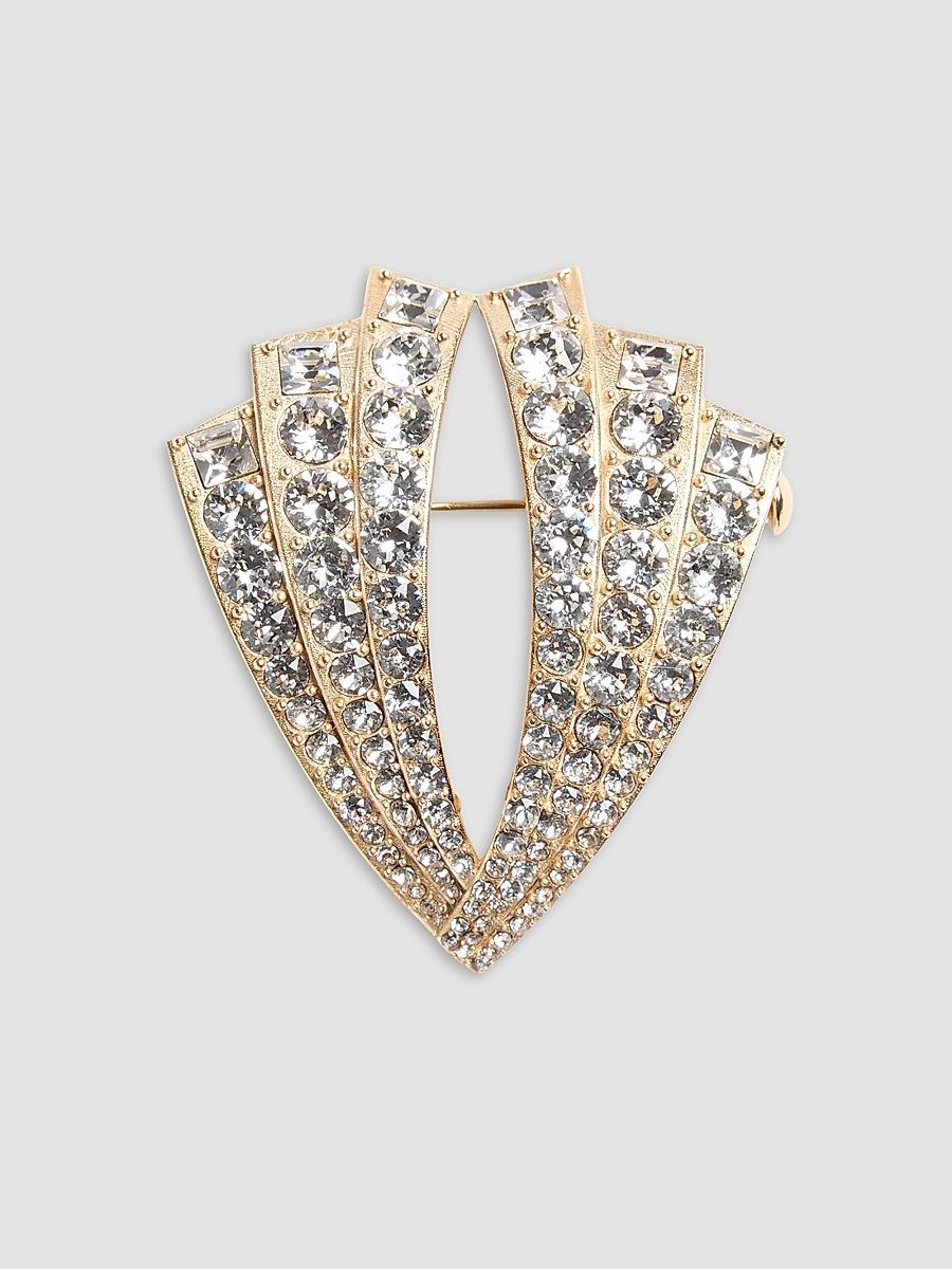 Women's Je Les V Brooch in Metal and Swarovski Crystals - Gold Crystal