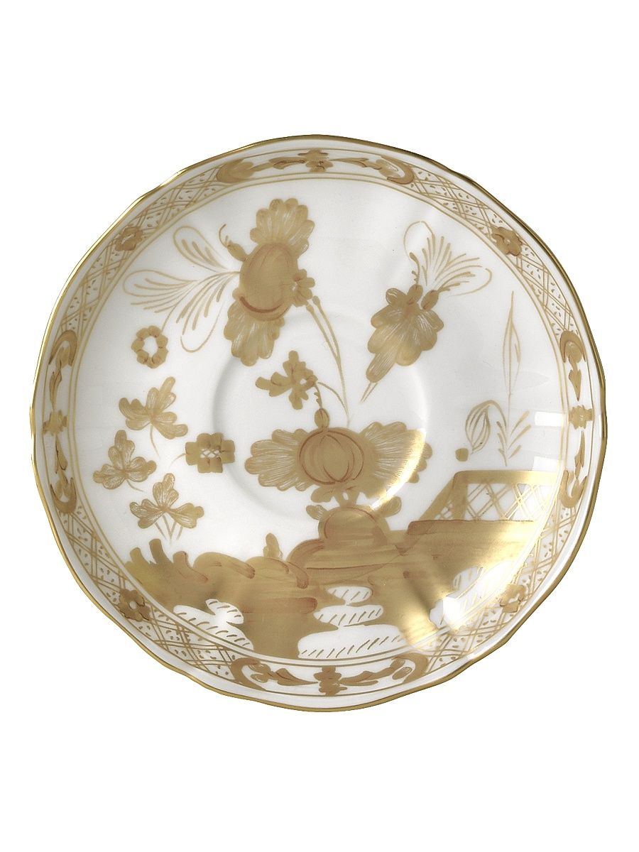 Oriente Italiano Gold-Rimmed Tea Saucer - Periwinkle Blue