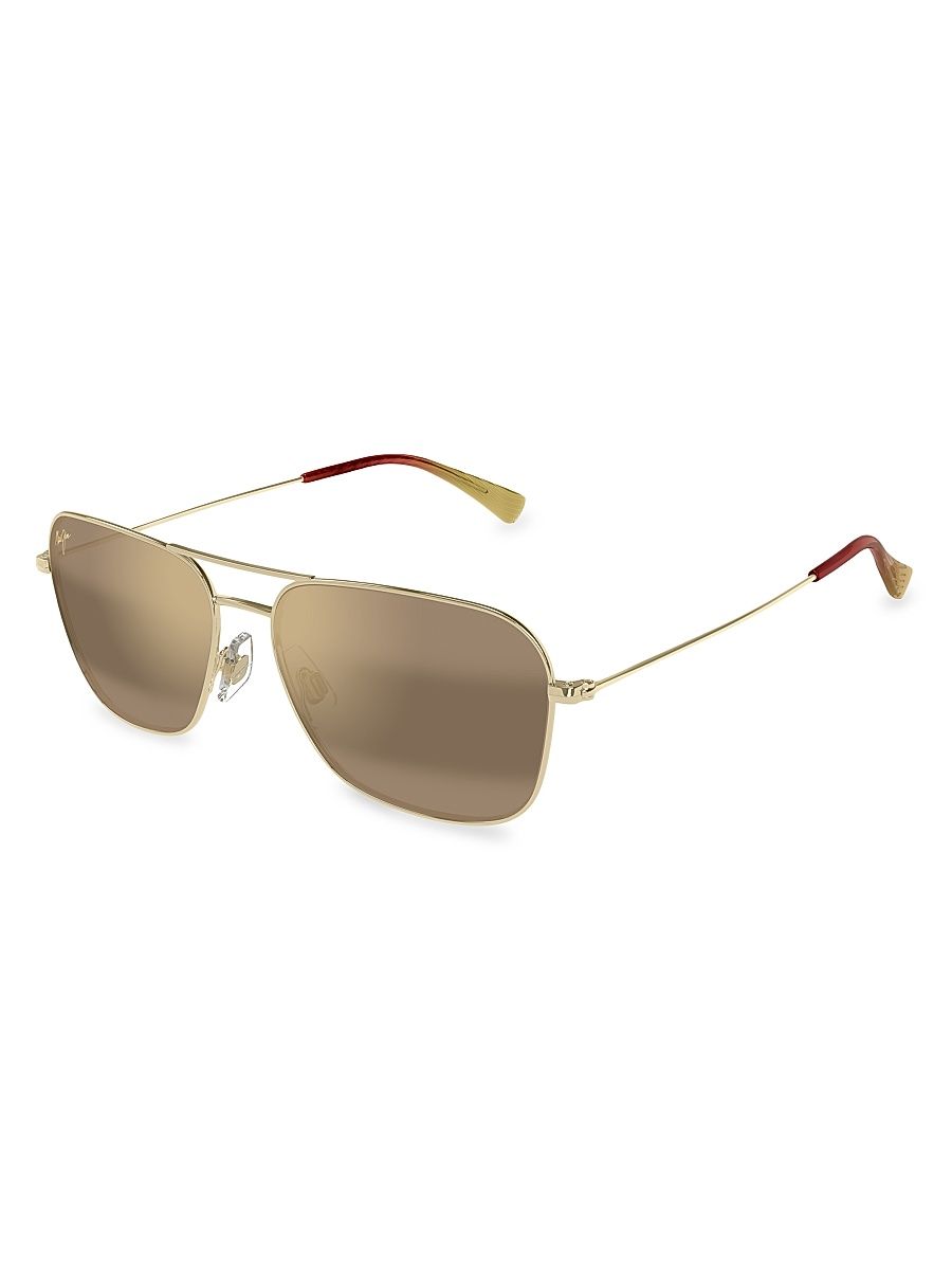 Men's Elua Naauao 58MM Aviator Sunglasses - Gold Light Gold