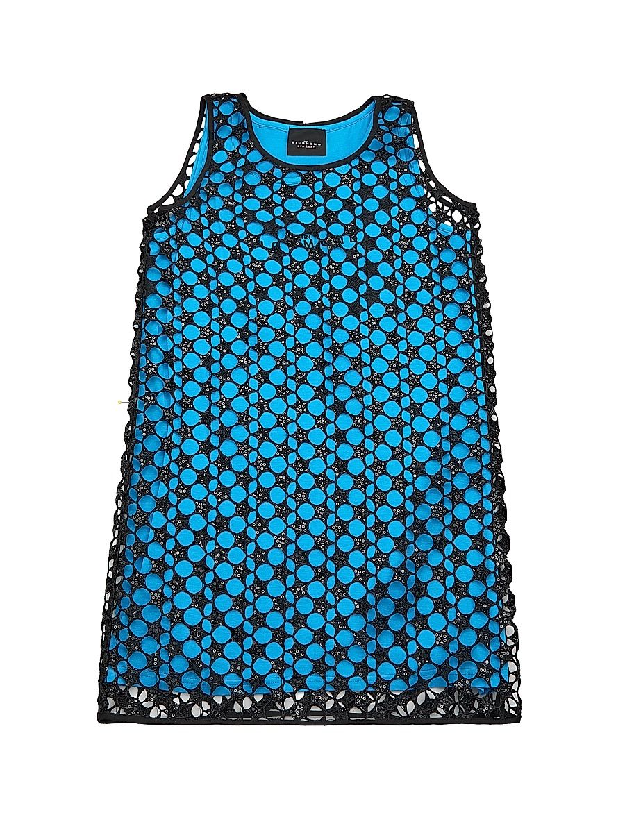 Little Girl's & Girl's Star Embellished Sleeveless Dress - Black - Size 16