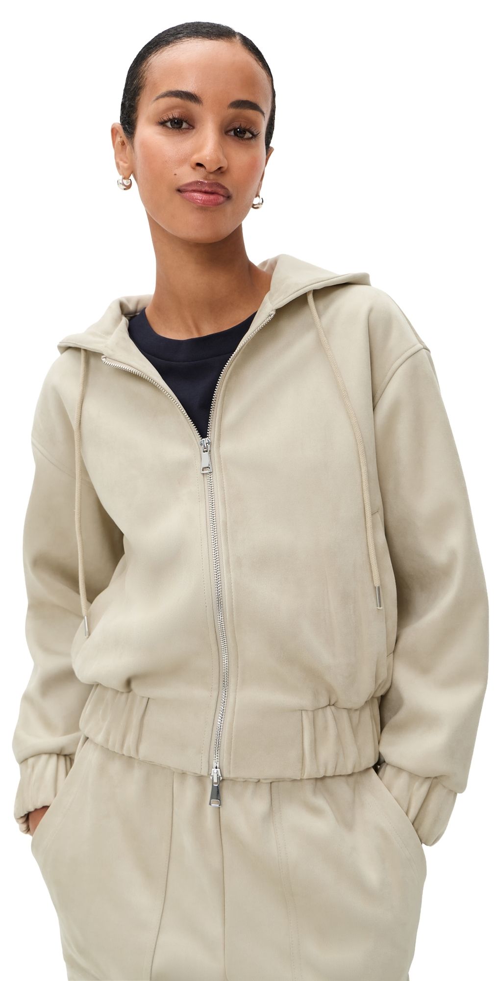 LE BOP Mabel Faux Suede Hoodie Black XXL