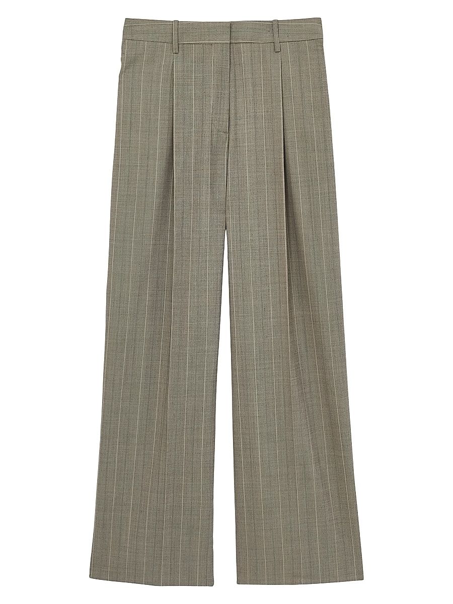 Women's Tallulah Pinstripe Wide-Leg Trousers - Grey - Size 12