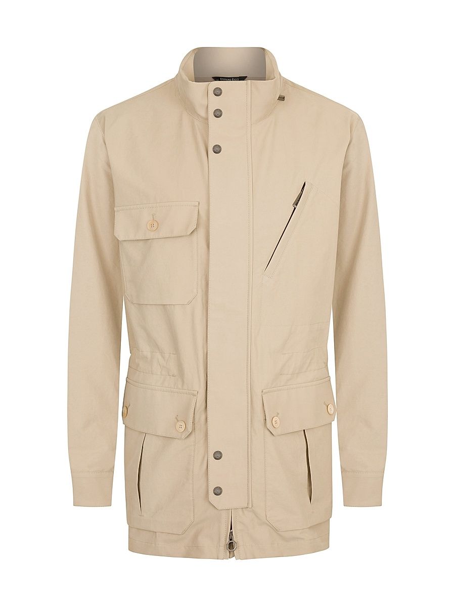 Men's Cotton Blend Field Jacket - Ivory - Size 48