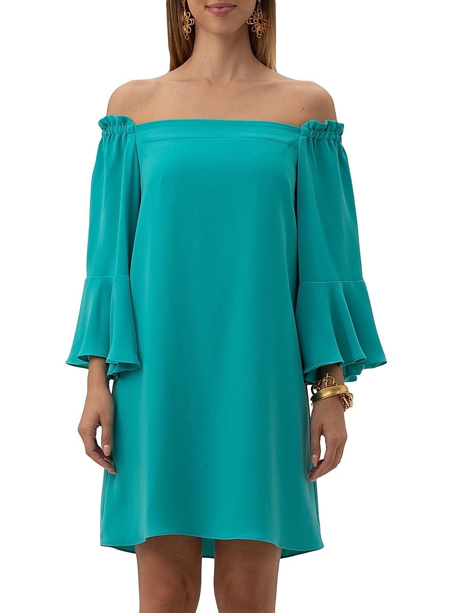 Women's Knox Off-The-Shoulder Minidress - Tranquil Turquoise - Size Small