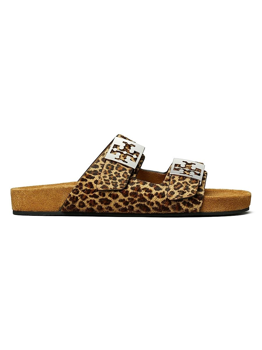 Women's Mellow Leopard-Print Leather Slides - Leopard Multi - Size 10 Sandals