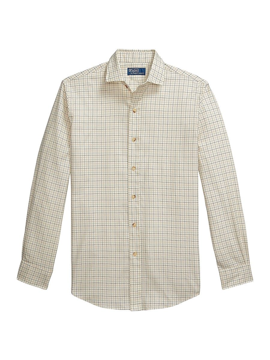 Men's Classic-Fit Tattersall Twill Shirt - Cream Lovat Multi - Size XXL