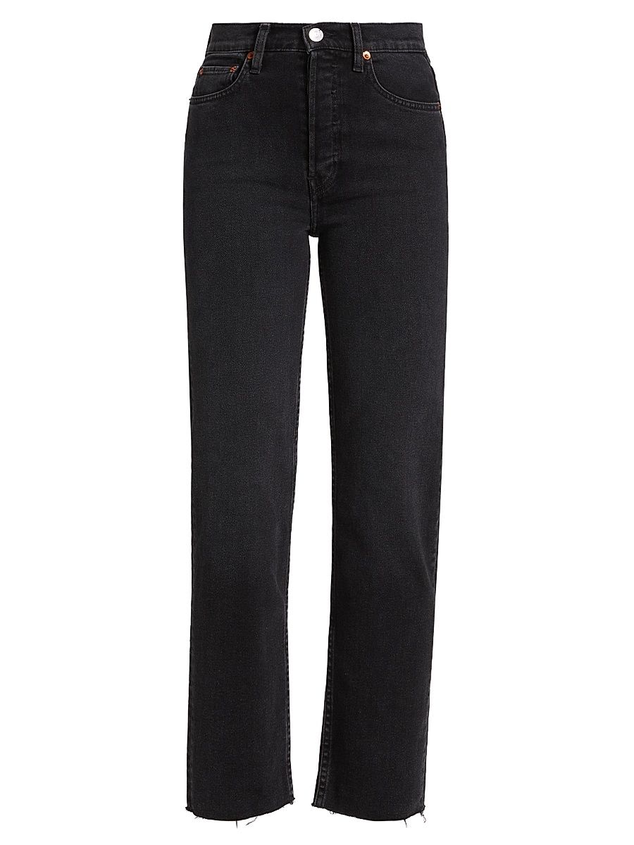 Women's 70s Stove Pipe High-Rise Stretch Crop Jeans - Washed Noir - Size 32