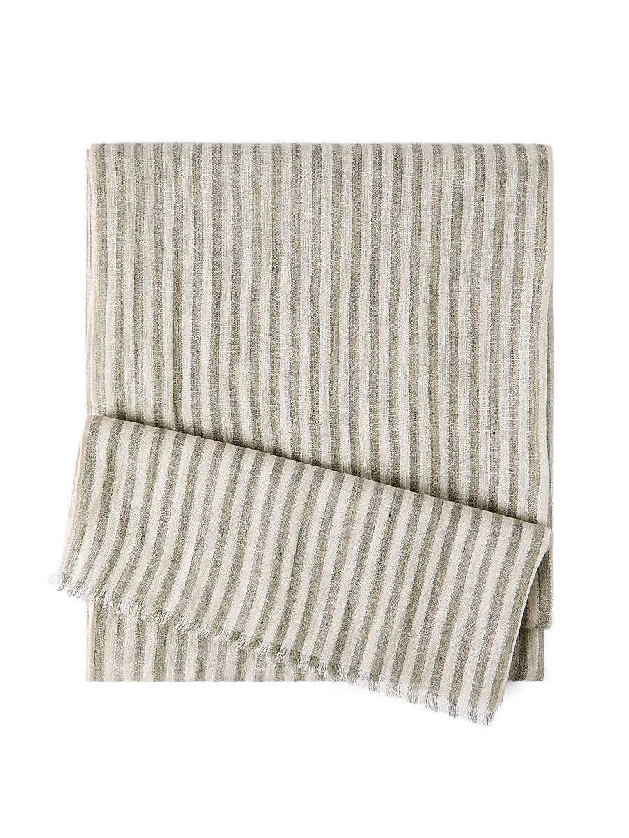 Women's Sparkling Striped Linen Scarf - Green