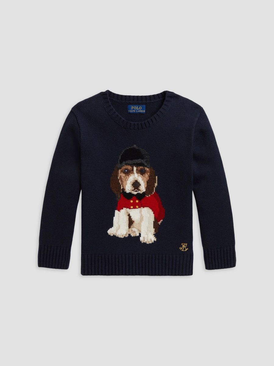 Polo Ralph Lauren Boy's Little Boy's & Boy's Beagle Intarsia-Knit Cotton Sweater - Navy Multi - Size 2