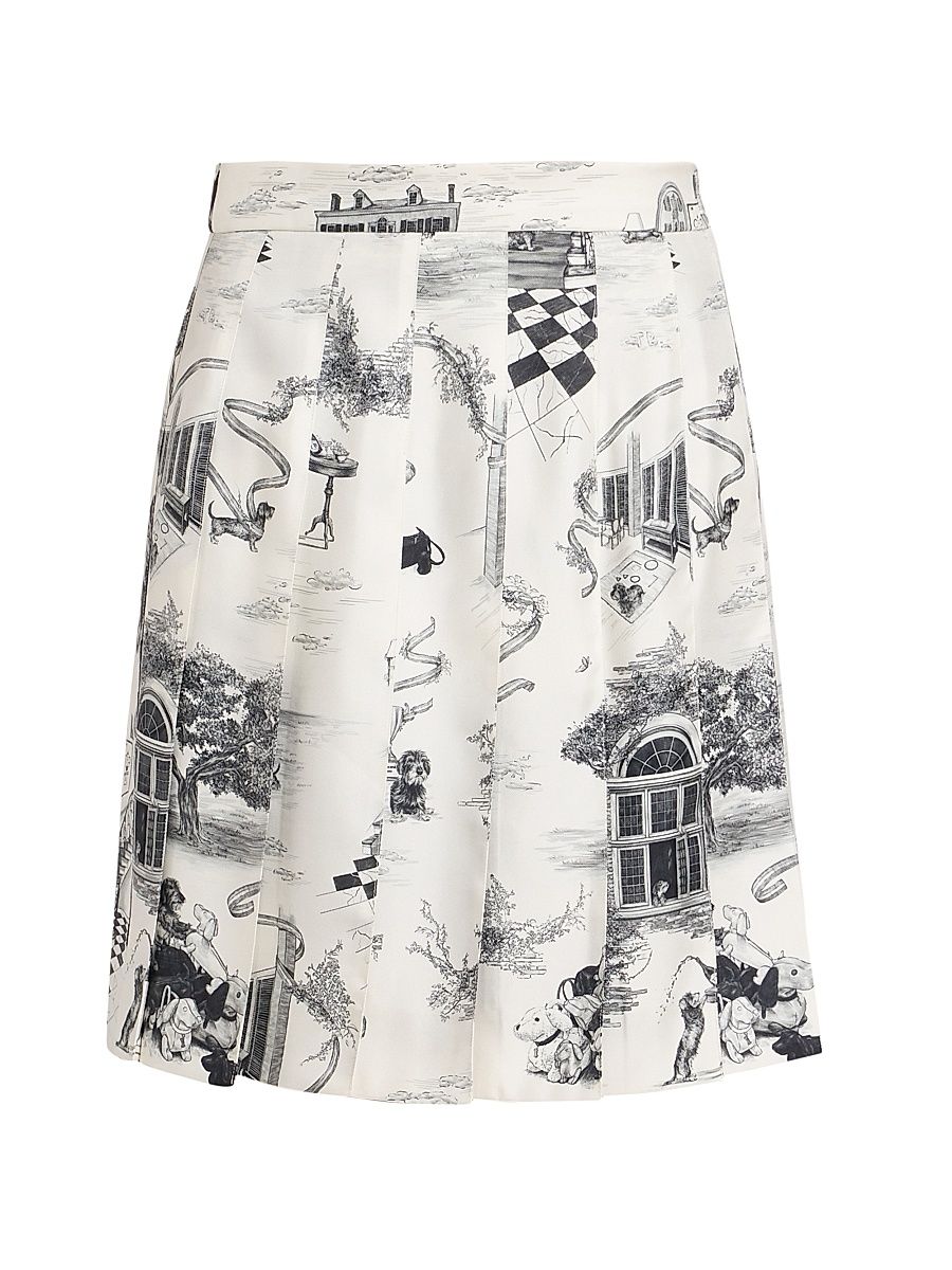 Women's Toile Silk Twill Skirt - Black White - Size 8