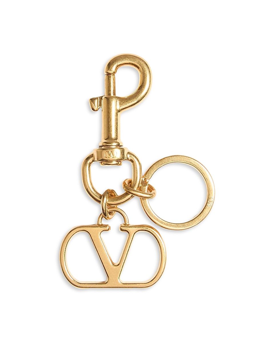 Women's Vlogo Signature Metal Bag Charm with Key Ring - Antique Brass