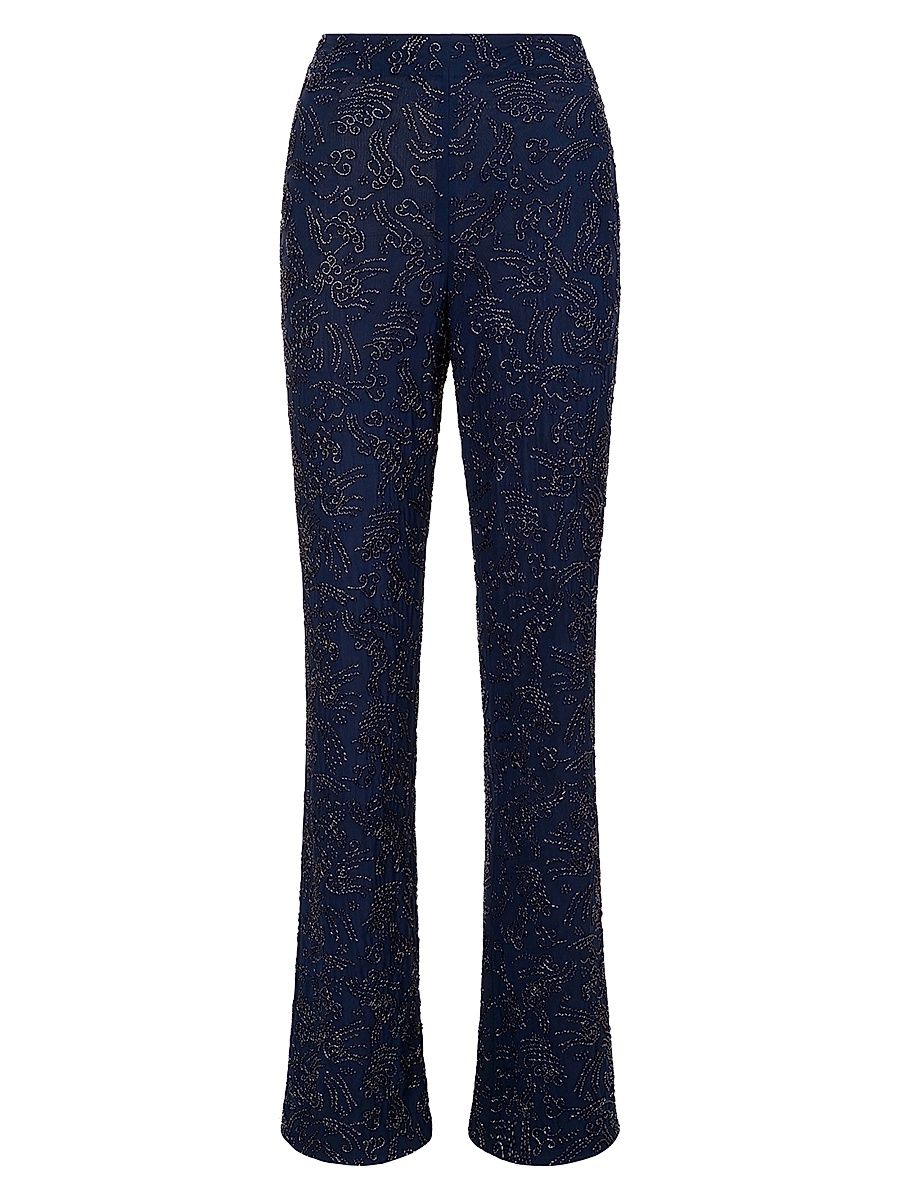 Women's Avola Beaded Boot-Cut Pants - Navy - Size 10