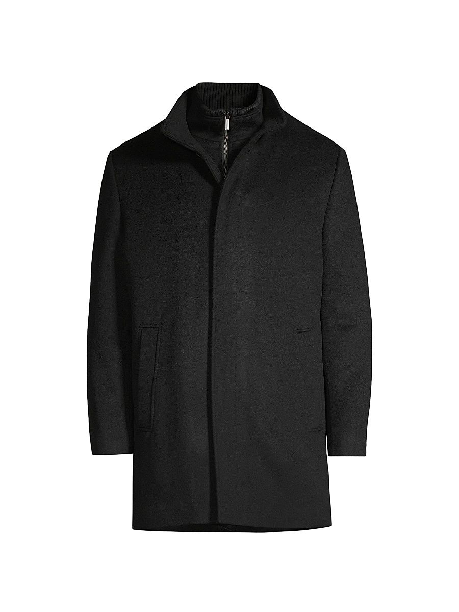 Men's Mont Royal Wool & Cashmere Car Coat - Black - Size XL